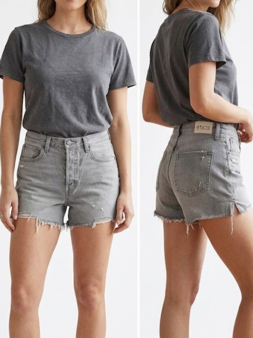 Ética Gray Distressed Denim Cut-Off Shorts - Size 28